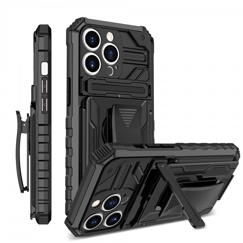 Multi-functional Stealth Armor-Style Durable Phone Case with Card Wallet